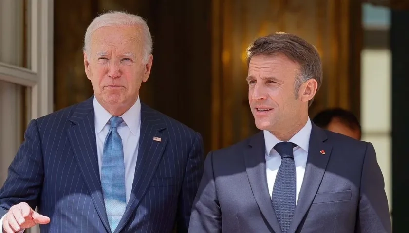 Joe Biden, y su homólogo francés, Emmanuel Macron. 