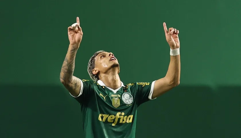 Richard Ríos tras marcar el descuento de Palmeiras ante Botafogo.