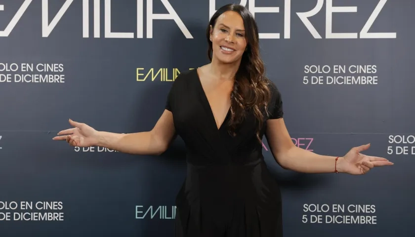 La actriz Karla Sofía Gascón durante una presentación de la película 'Emilia Pérez'.