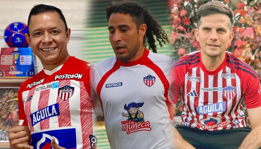 Iván René Valenciano, Jorge Bolaño y Junior Ischia, tres hijos de exjugadores del Junior que también vistieron su camiseta.