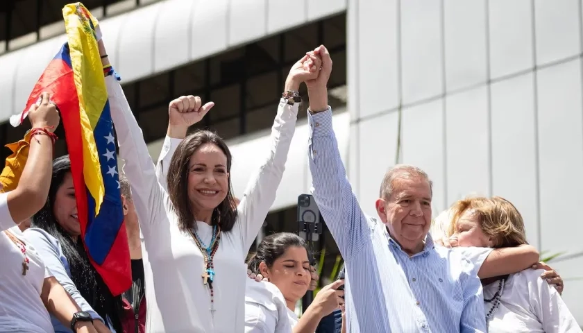 María Corina Machado y Edmundo González en manifestación en Venezuela el año pasado.