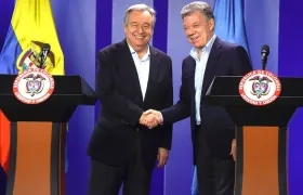 El Secretario General de la ONU António Guterres y el Presidente Juan Manuel Santos.