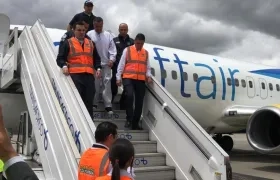 El oficial en retiro Mauricio Santoyo a su llegada a Colombia deportado.