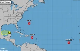 Ubicación de la Tormenta Tropical Karen en el Caribe, este martes en la mañana.