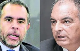 Armando Benedetti, senador, y Aurelio Iragorri, derecha, presidente del Partido de la U.