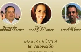 Bernardo Sanabria, Stefany Rodríguez y Jairo Cabrera ganaron en mejor crónica en televisión.