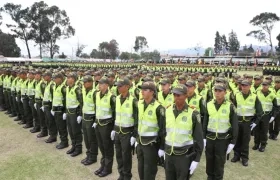 Formación de uniformados de la Policía Nacional. 