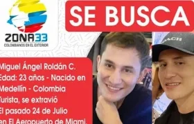 Miguel Ángel Roldán, colombiano desaparecido.