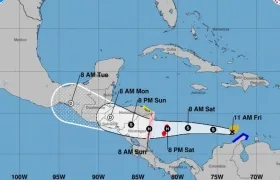 Pronóstico de cinco días del paso de la tormenta tropical Julia