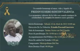 Tarjeta de velación de Freddy Rincón