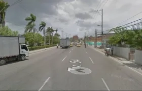 Avenida El Bosque, en Cartagena, donde resultó herido el patrullero de la Policía. 