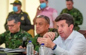 Diego Molano, Ministro de Defensa, en el consejo de seguridad desde Corozal, Sucre.