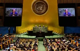 Gustavo Petro en su intervención de este lunes en la ONU. 