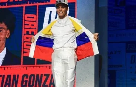 Christian González mostró con orgullo los colores de la bandera colombiana.