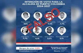 La encuesta falsa con el logo de Datanálisis que circula sobre intención de votos para la Alcaldía de Puerto Colombia