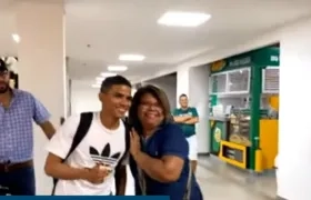 José Enamorado a su llegada a Barranquilla. 