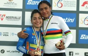 Natalia Martínez y Stefany Cuadrado, ciclistas colombianas. 