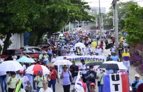Movilización en Barranquilla a favor de las reformas del Gobierno.