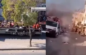 La caravana de refugiados antes y después del ataque con explosivo