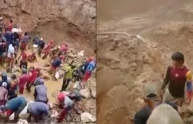 Lugar del derrumbe en mina de Venezuela. 