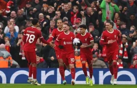 Alexis Mac Allister tras marcar, de pena máxima, el gol del empate del Liverpool. 