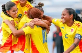 La celebración de las jugadoras colombianas.