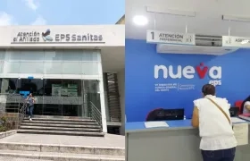 Fachadas de sedes de la EPS Sanitas y la Nueva EPS, en Barranquilla. 