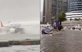 Inundaciones en calles y el aeropuerto de Dubai. 