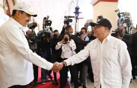 Los presidentes Nicolás Maduro y Gustavo Petro este martes en Caracas. 