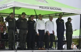 El Ministro Iván Velásquez, el Director de la Policía, William Salamanca, el Alcalde Alejandro Char y el Gobernador Eduardo Verano. 