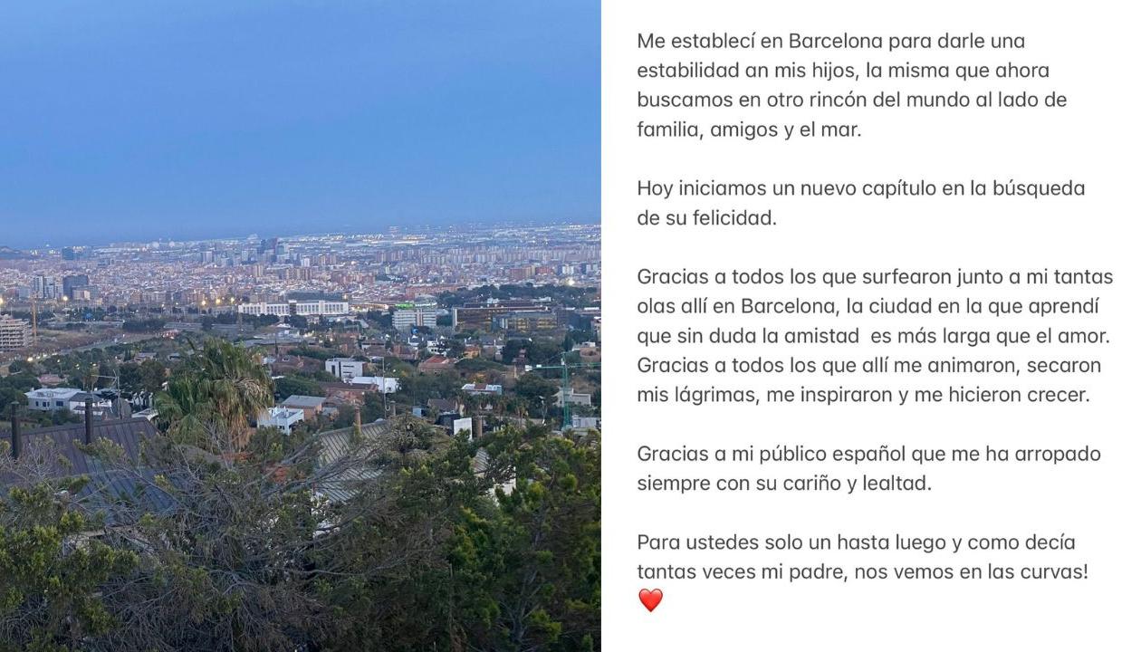 Shakira se despidió de Barcelona con un sentido mensaje.