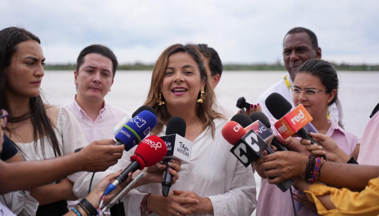 Jhenifer Mojica, Ministra de Agricultura, cuando hacía el anuncio desde Barranquilla