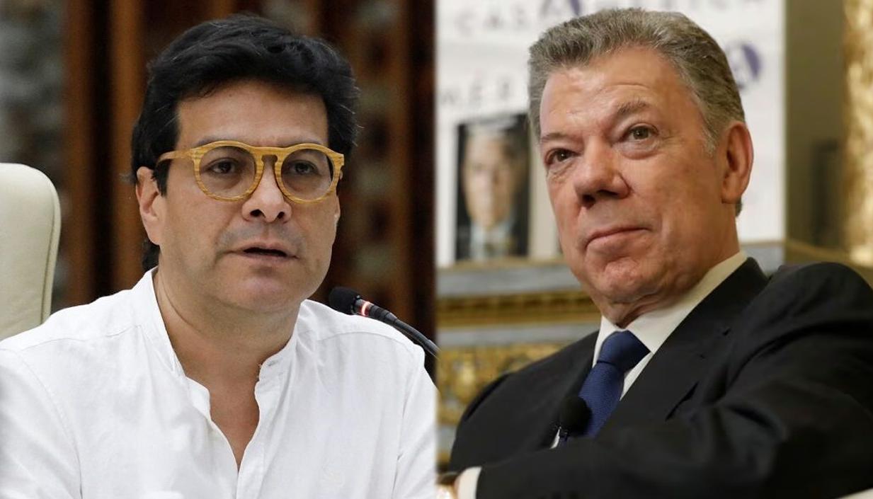 Excomisionado de Paz Danilo Rueda y el expresidente Juan Manuel Santos.