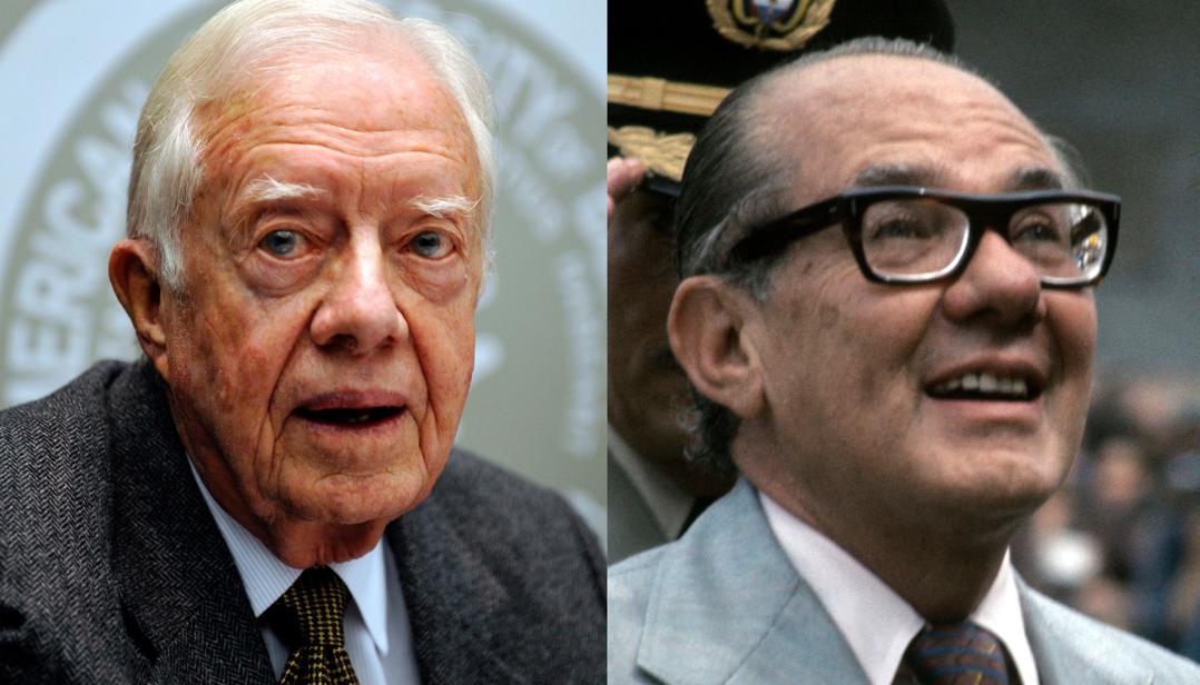 Expresidente estadounidense Jimmy Carter y el expresidente colombiano Alfonso López Michelsen.