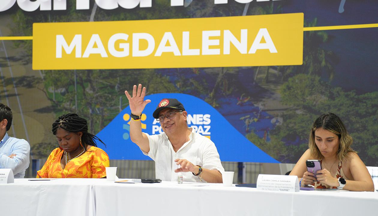 Presidente Gustavo Petro en su visita este miércoles a Santa Marta. 