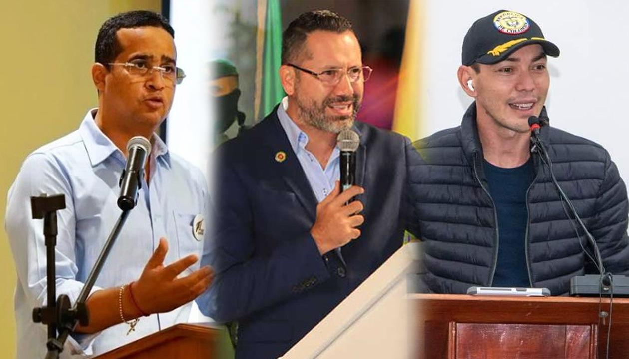 El Gobernador de La Guajira, Jairo Aguilar; el alcalde de Bucaramanga, Jaime Beltrán, y de Arauca, Juan Alfredo Quenza
