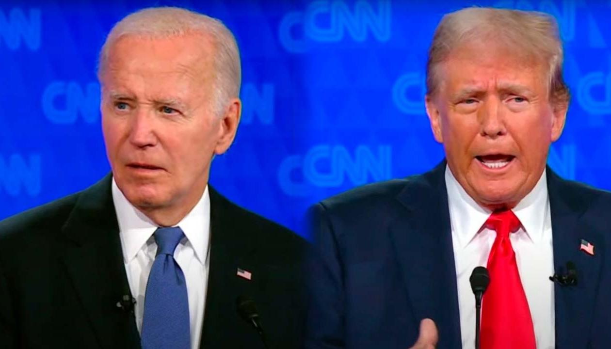 Joe Biden y Donald Trump en el debate presidencial. 