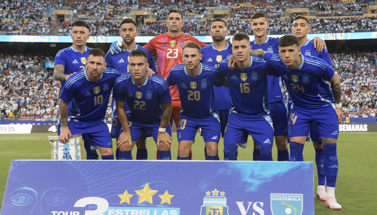 Selección Argentina que disputó el último amistoso para la Copa América contra Guatemala. 