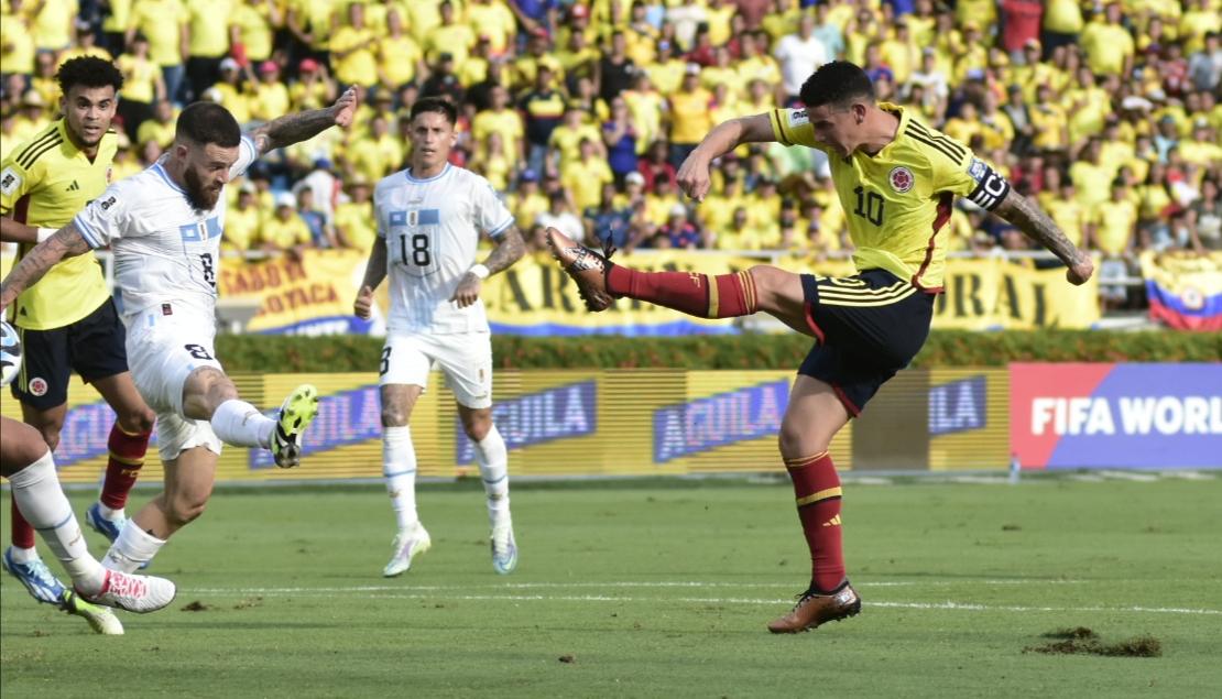 James Rodríguez marcó el primer gol de Colombia en el último juego contra Uruguay, el pasado 12 de octubre, en Barranquilla, por la Eliminatoria Sudamericana.