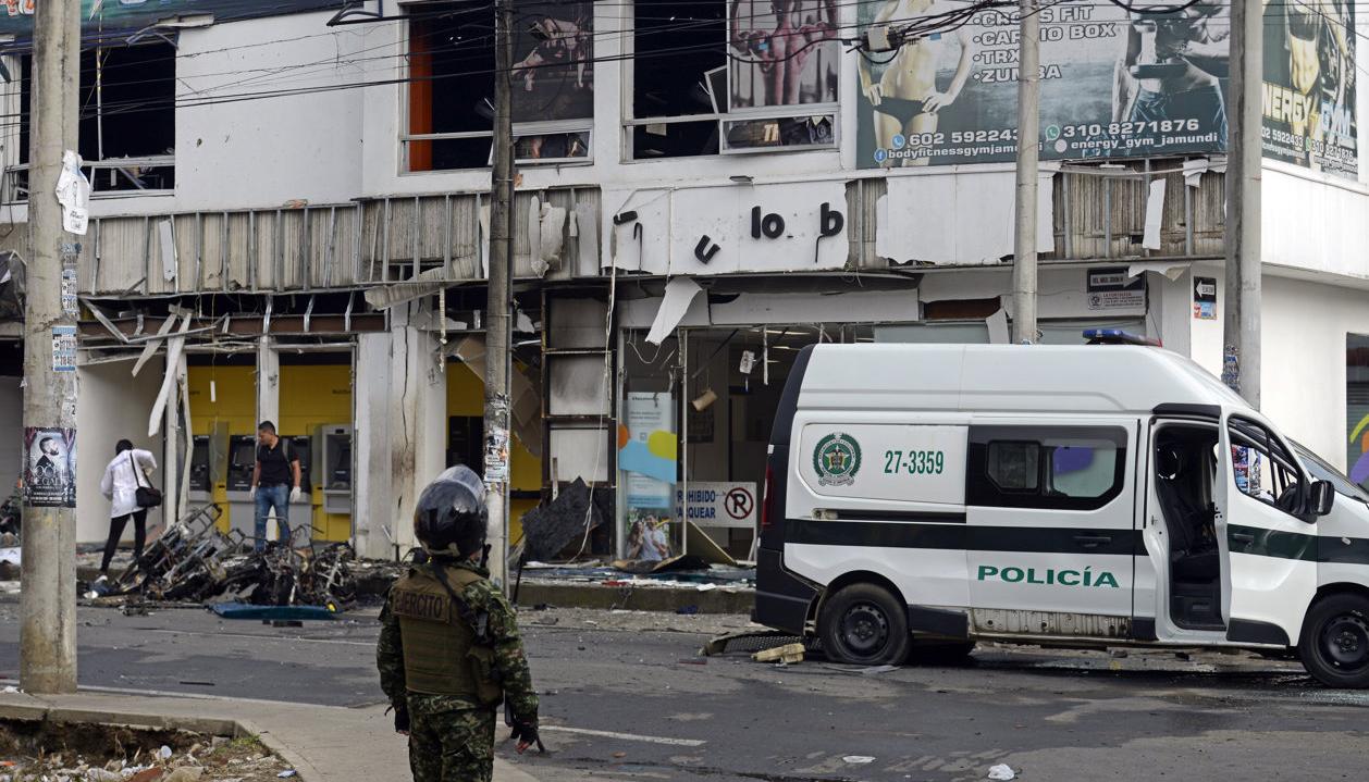 Lugar de ataque con explosivos en Jamundí.