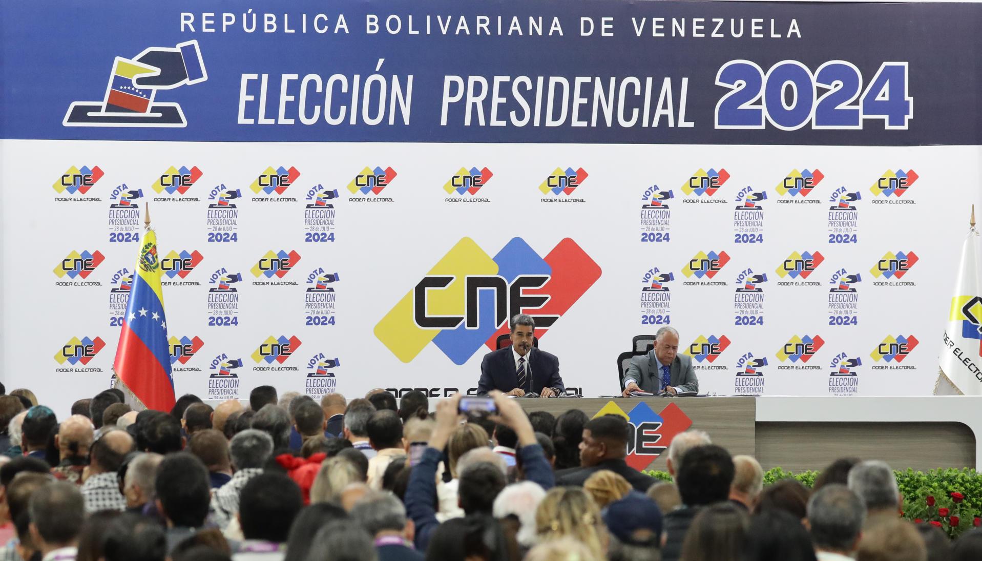 Nicolás Maduro luego de ser proclamado Presidente reelecto.