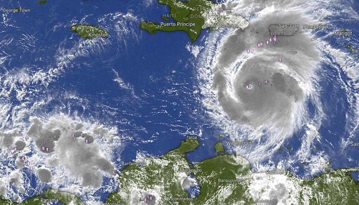 El huracán Beryl se encuentra ubicado en esta zona del Mar Caribe en la mañana de este martes. 