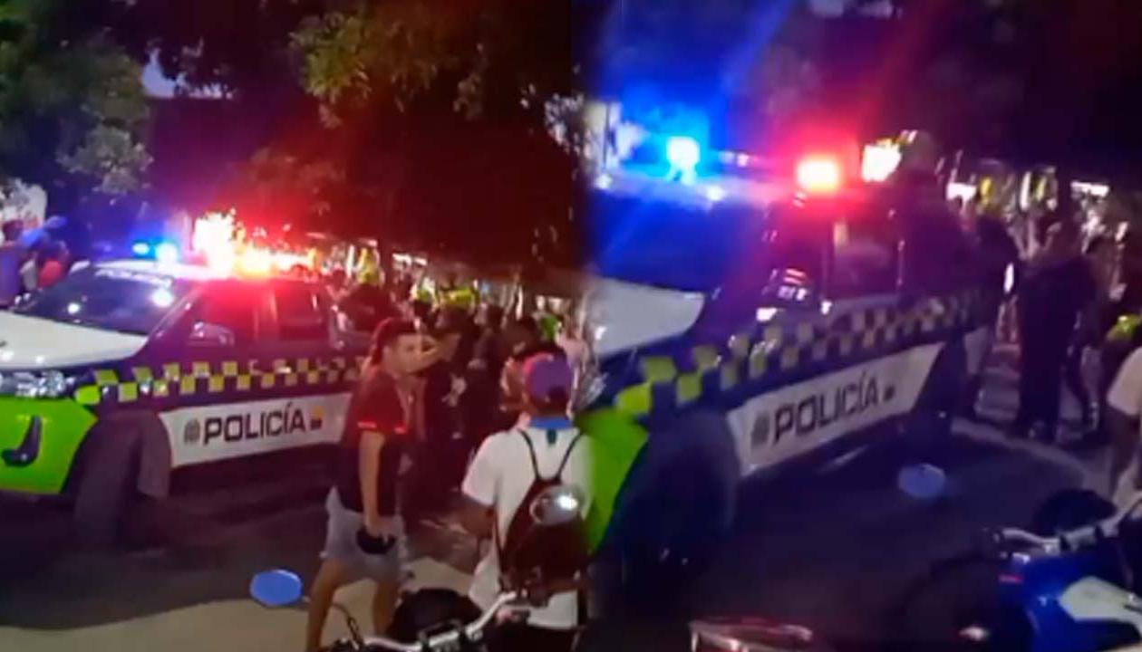 Momento en que la Policía trasladaba al baleado a un centro asistencial. 