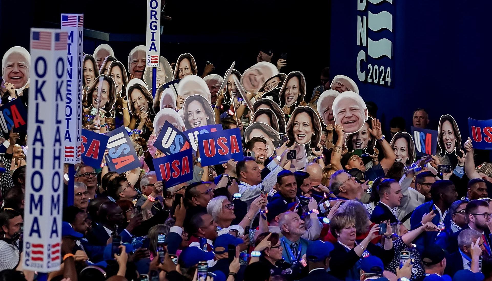 Delegados en la convención demócrata. 