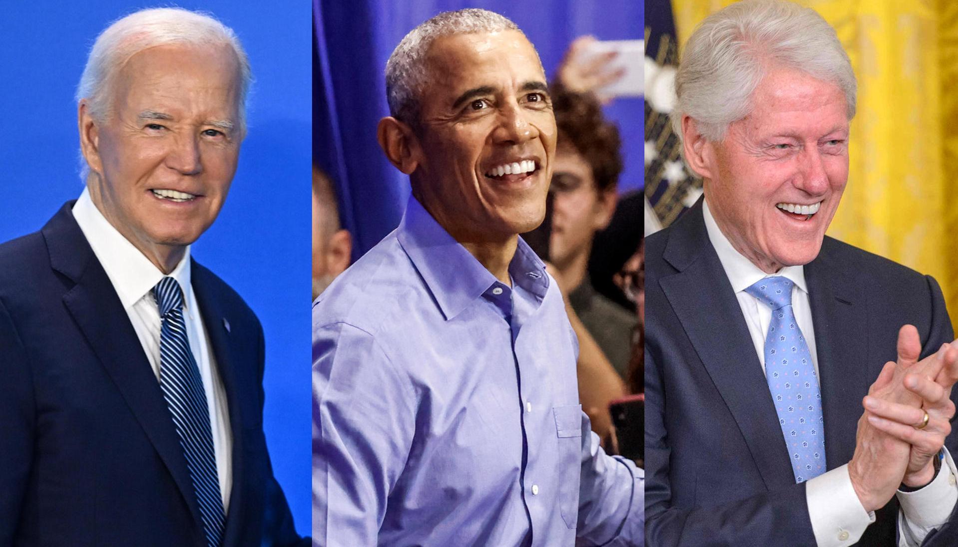 Presidente Joe Biden y los expresidentes Barack Obama y Bill Clinton. 