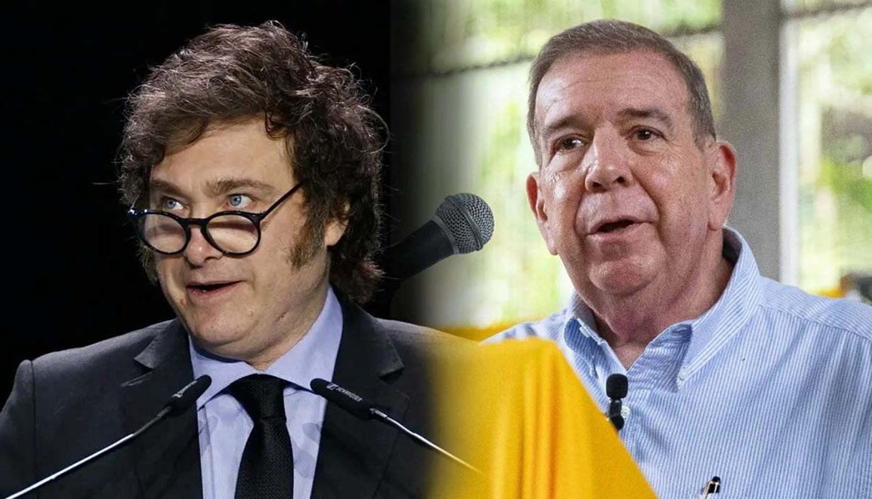 Javier Milei, Presidente de Argentina, y Edmundo González, opositor venezolano. 