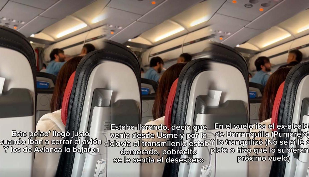 Alcalde Pumarejo junto al joven en el avión.