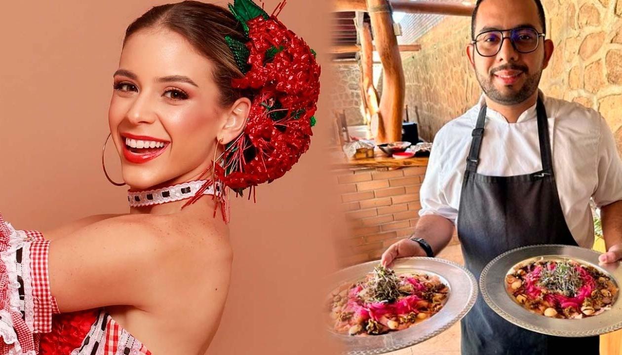 La Reina Tatiana Angulo Fernández De Castro y el chef Raúl Pacheco.