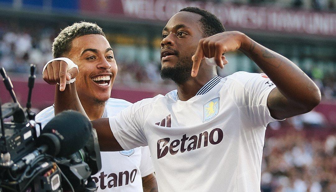 Jhon Jáder Durán en la celebración del gol que le dio el triunfo al Aston Villa.