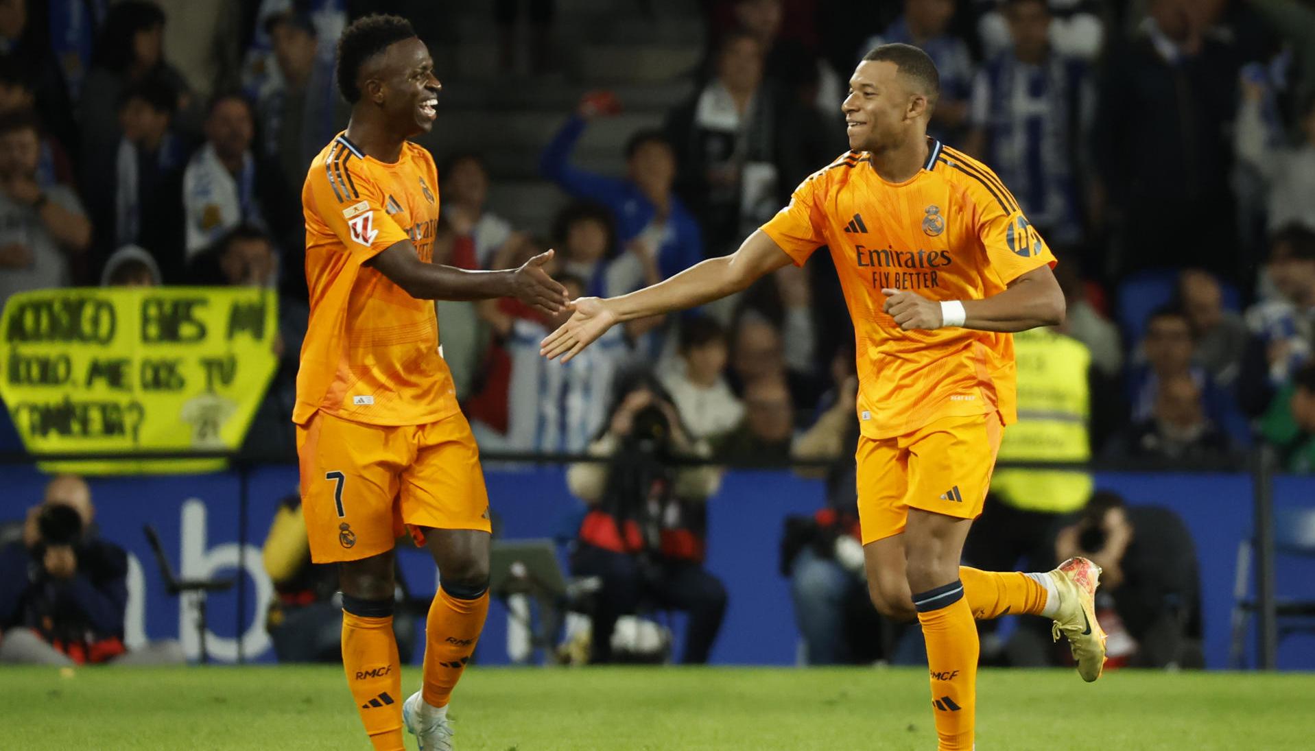 Vinicius y Kylian Mbappé, los autores de los goles.